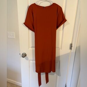 SHEIN Rust Short Sleeve Midi Shift Dress